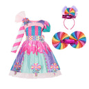 2022 New Fashion Baby Girl Candy Dress Kids Halloween Party Costume Colorful Ball Gown 2-12 Year Children Clothing