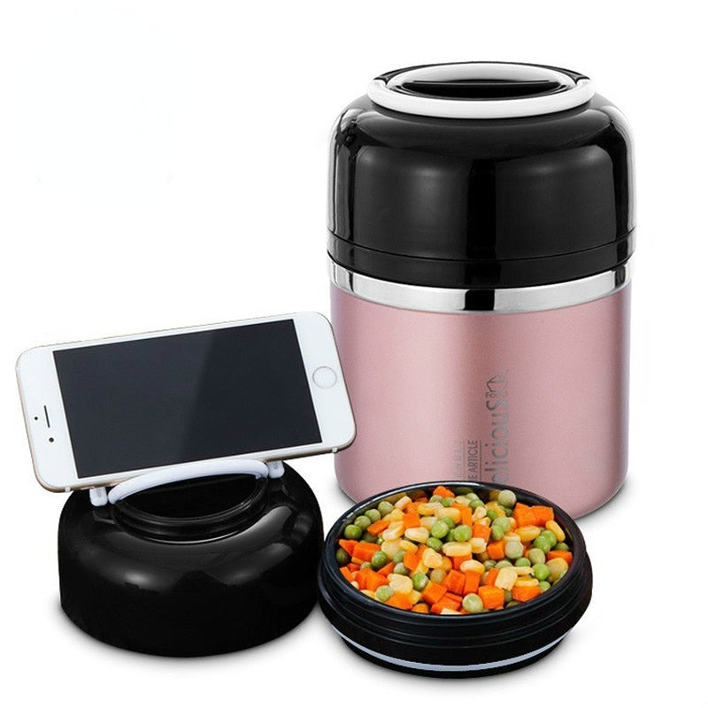 630ml Thermos Lunch Box 304 Stainless Steel Food Thermos with Container Vacuum Flask Lunch Box Thermos Cup for Women Men