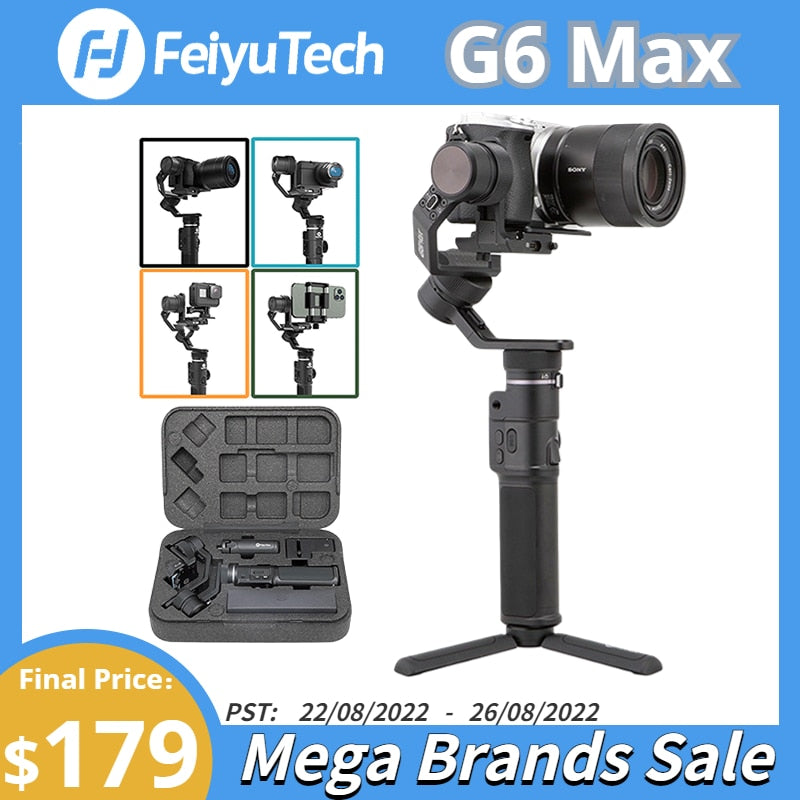 FeiyuTech Official G6 Max 3-Axis Handheld Gimbal Stabilizer for Mirrorless Pocket Action Camera Sony ZV1 Canon GoPro 8