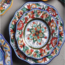 1Pcs Bohemian Style Hand-painted Ceramic Plate Delicate Flower Tableware Western Steak Salad Dessert Cake Sushi Decorative Plate