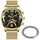 Luxury Mens Bracelets Watches Fashion Men Stainless Steel Mesh Belt Quartz Watch Business Casual Male Clock relogio masculino