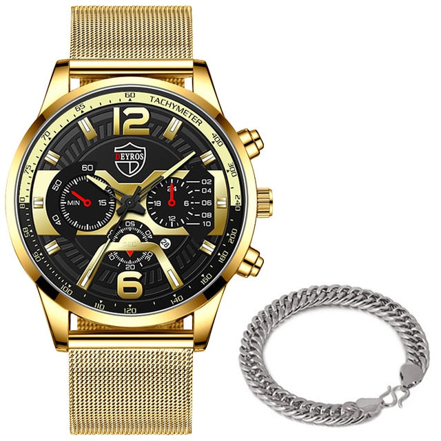 Luxus Herren Armbänder Uhren Mode Männer Edelstahl Mesh Gürtel Quarzuhr Business Casual Male Clock relogio masculino
