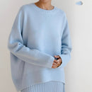 Hirsionsan Winter Oversized Sweater Women 2022 Elegant Knitted Basic Pullovers O Neck Loose Soft Female Cashmere Jumper