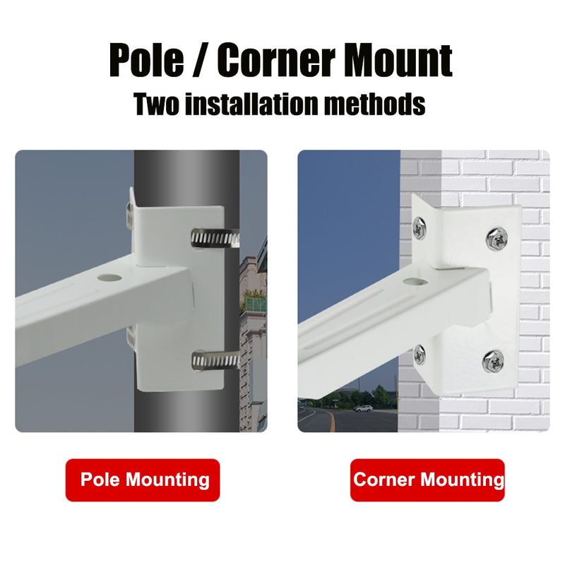 Soporte de CCTV para cámara, soporte de aro de poste cilíndrico, ángulo recto, soporte de esquina de pared exterior, soporte de montaje, soporte de aluminio