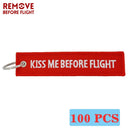 REMOVE BEFORE FLIGHT Wholesale Keychain for Motorcycles and Cars Key Chains Jewelry 100 PCS Aviation Gifts Embroidery Key Chain