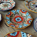 1Pcs Bohemian Style Hand-painted Ceramic Plate Delicate Flower Tableware Western Steak Salad Dessert Cake Sushi Decorative Plate