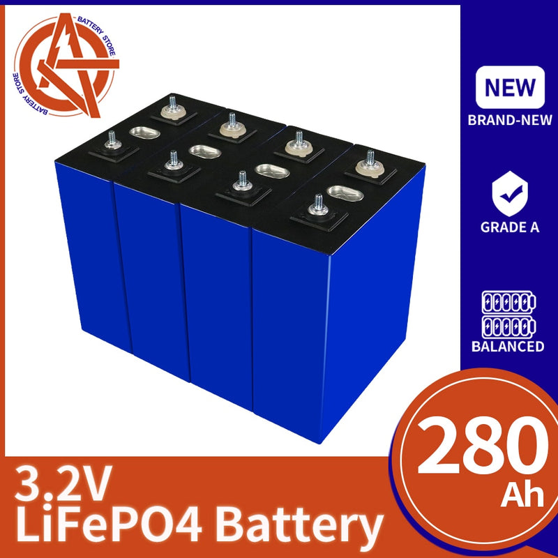 4/8/16/32PCS 280Ah Lifepo4 Batterie 3,2V Deep Cycle Akkupack Solarenergiesystem für 12V 24V 48V RV Golfwagen