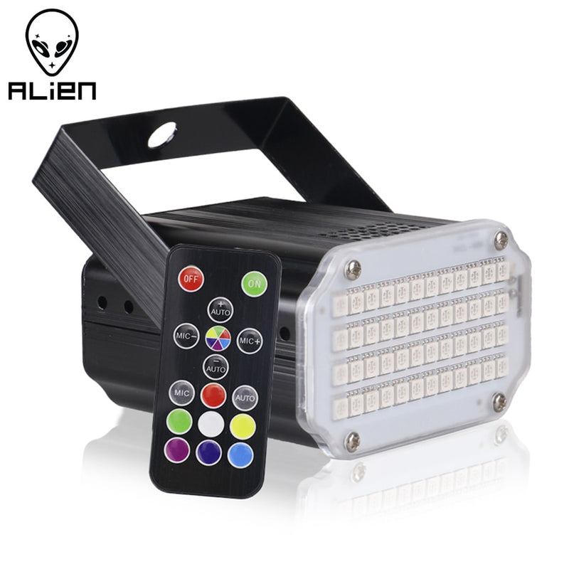 ALIEN 48 LED RGB UV White Strobe Lights Disco DJ Party Holiday Christmas Music Club Sound Activated Flash Stage Lighting Effect