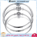 BISAER 925 plata esterlina Pulseira copo de nieve brazaletes 925 corazón serpiente cadena broche mujer plata pulsera para mujer joyería