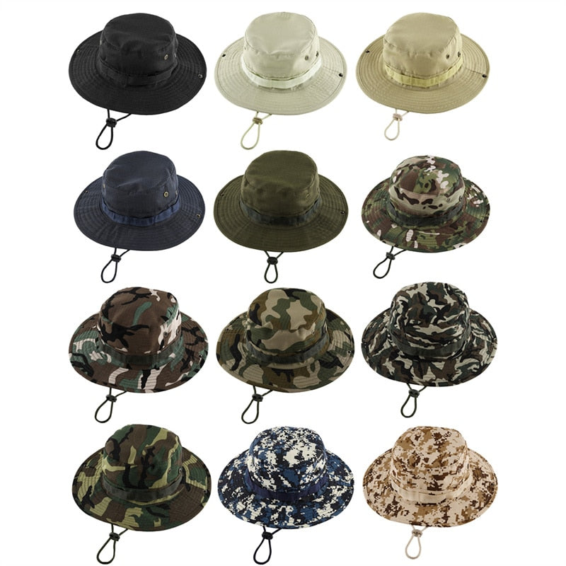 Jovivi Outdoor Boonie Hat Wide Brim Breathable Safari Fishing Hats UV Protection Foldable Military Hat Climbing Summer Hats Caps