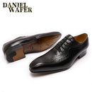 Luxusmarke Herren Oxford Schnürschuhe Schwarz Braun Spitz Zehen Business Hochzeit Echte Lederschuhe für Herren