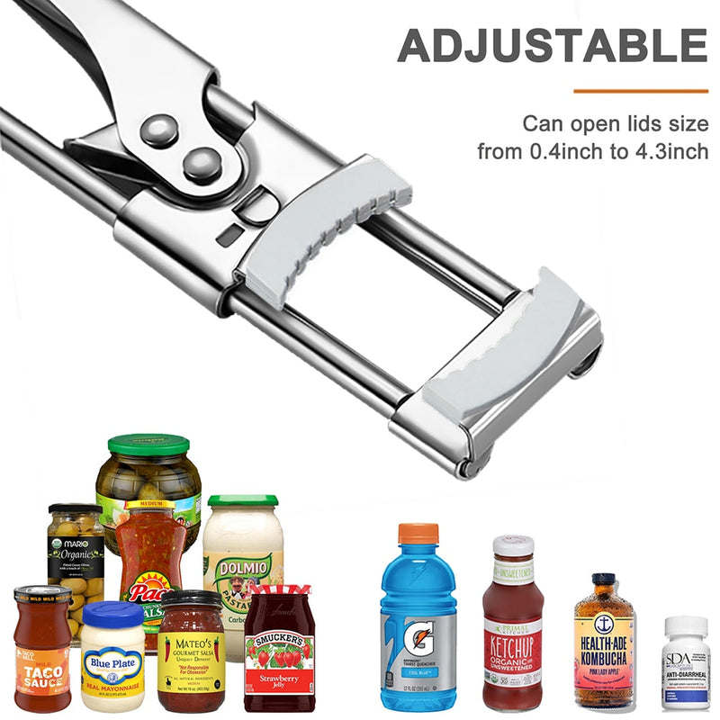 Adjustable Jar Opener Stainless Steel Manual Bottle Can Lid Openers For Weak Hands Easy Grip Jar Opener Kitchen Accessories Set