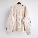 Letter Embroidery Loose Sweaters Women Winter Women Coat Cardigan Preppy Style Clothes Y2K Sweet Girl Casual Knit Sweater Top