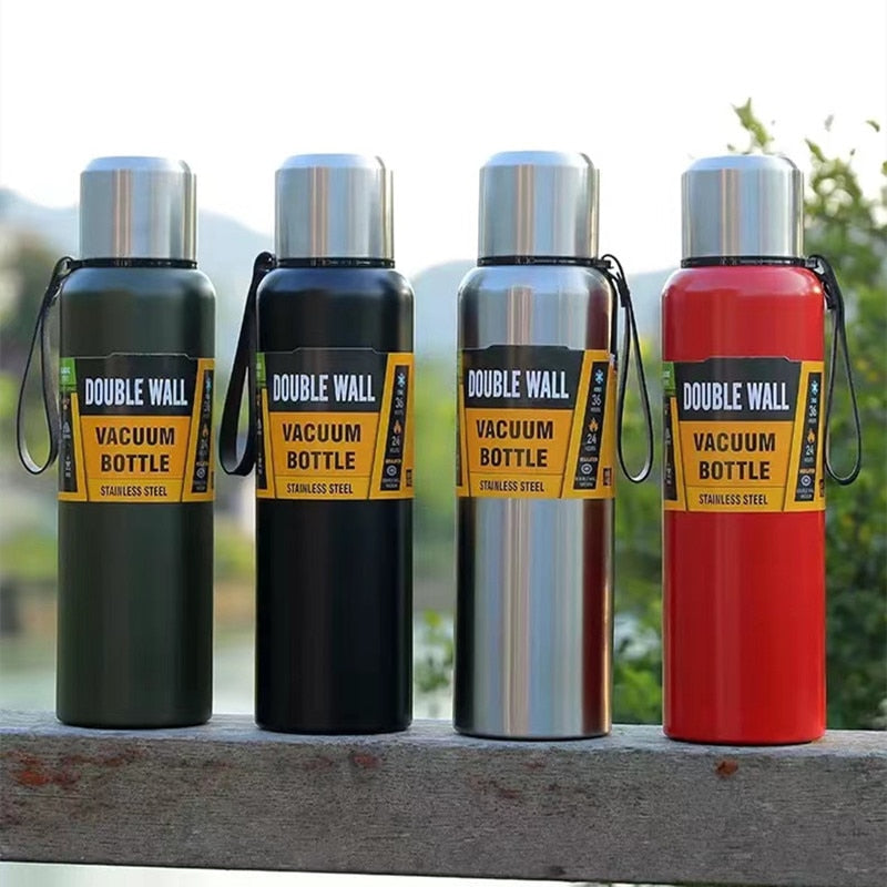 Stainless Steel  Portable Vacuum Flask Insulated Tumbler Bottle Thermos with Rope 500/700/1000/1500ml