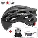Ultraleichter Fahrradschutzhelm Outdoor Motorrad Fahrrad Rücklicht Helm Abnehmbares Visier Mountain Road Bike Helm