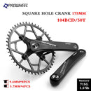 PROWHEEL Bicycle Square Hole Sprocket 104BCD 170/175mm Crank 30/32/34/36/38/40/42/44/46/48/50/52T Narrow Chainrings MTB Crankset