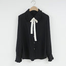 Bow Shirts Woman Long Sleeve Button Chiffon Blouse Women 2022 New Embroidery Blouses Butterfly Sleeve Casual White Shirt Femme