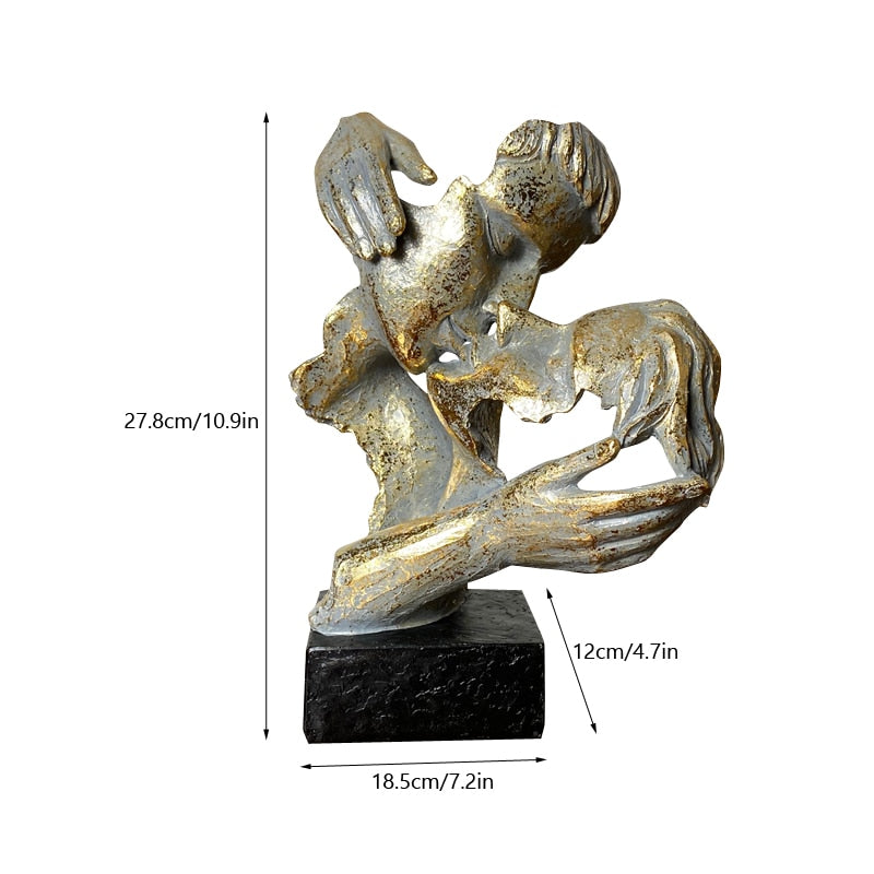 NORTHEUINS Resin Kissing Couple Mask Statue Lover Miniature Figurines for Interior Valentine&