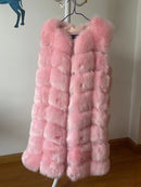 Faux Pelzmantel Winter Frauen 2022 Mode Lässig Warme Dünne Ärmel Lange Faux Fuchspelz Weste Winter Taschen Jacke Frauen 5XL