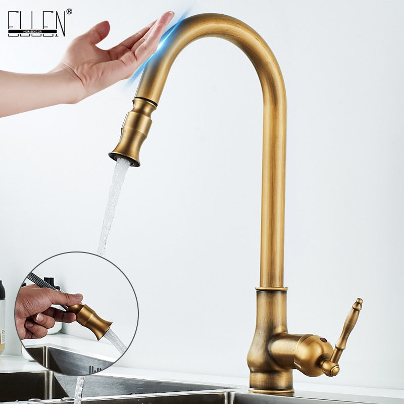 ELLEN Touch Control Küchenarmaturen Ausziehbare Antqiue Bronze Küchenmischbatterie Kran Sensor Wasserhahn Heißes Kaltes Wasser EL902B