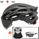 Ultraleichter Fahrradschutzhelm Outdoor Motorrad Fahrrad Rücklicht Helm Abnehmbares Visier Mountain Road Bike Helm