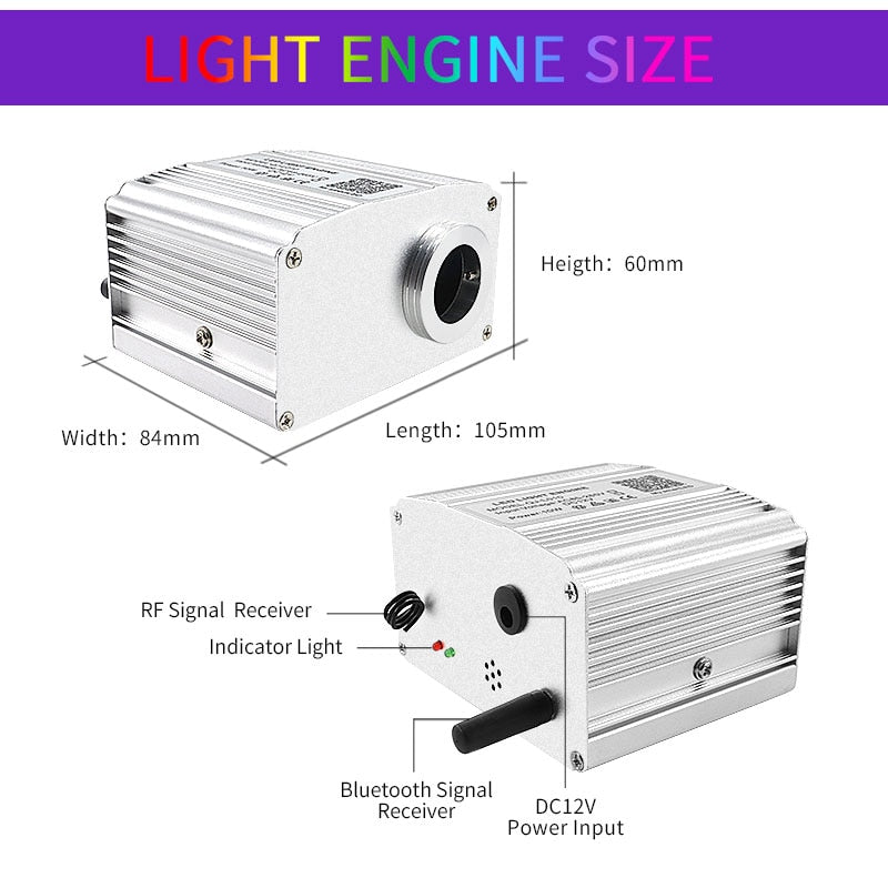 Luz LED de fibra óptica para techo de cielo estrellado de coche de 10W, luz de fibra óptica para decoración de interiores, luz de estrella para techo, Control de música, luz ambiental