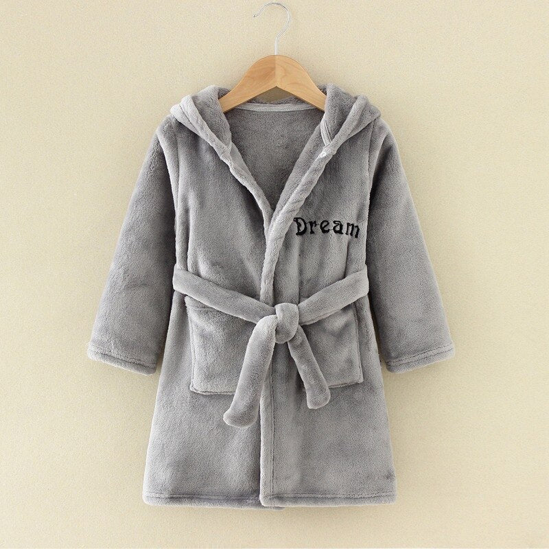 Kids Robes Winter Warm Robe For Boys Girls Child Bathrobe Fleece Bath Robe Children 2 to 8 Years Sleep Wear