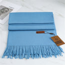 2022 Winter Cashmere Scarf Women Thick Warm Pashmina Shawls Wraps Solid Color Tassel Lady Blanket Echarpe Bufanda Hijab
