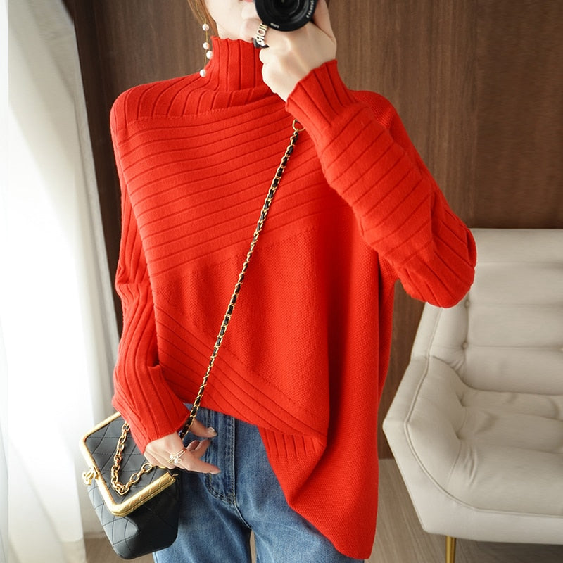 2022 Autumn Winter Women Sweater Turtleneck Cashmere Sweater Women Knitted Pullover Fashion Keep Warm  Loose Tops