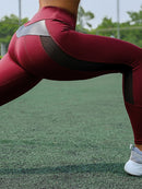 CHRLEISURE High Waist Fitness Leggings Damen für Legging Workout Damen Mesh und PU Leder Patchwork Legging
