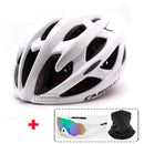 Casco de bicicleta de carretera para hombre y mujer con gafas de sol, cascos deportivos de carreras de bicicleta ultraligeros, casco de ciclismo moldeado integralmente ajustable