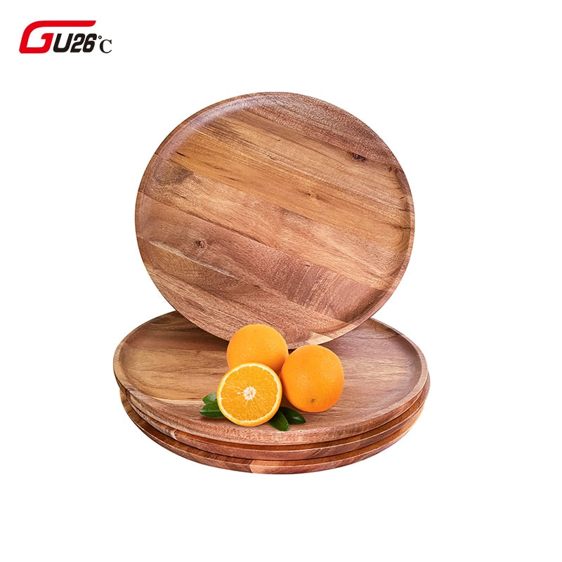 Novelty Wood lovesickness Wooden Round Oval Solid Pan Plate Fruit Dishes Saucer Tea Tray Dessert Dinner Plate Tableware Set