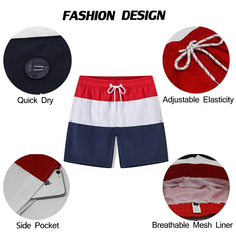 DATIFER Neue, schnell trocknende Herren-Badeshorts, Sommer-Bretthose, Surf-Badebekleidung, Strand, Fitnessstudio, Badeanzug mit kurzem Mesh-Futter ES6C