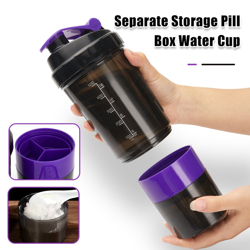 500/600Ml Water Bottle with Pillbox Plastic Drink Bottle with Medicine Pills Box Travel 7 Days Drug Organizer Drinking Container