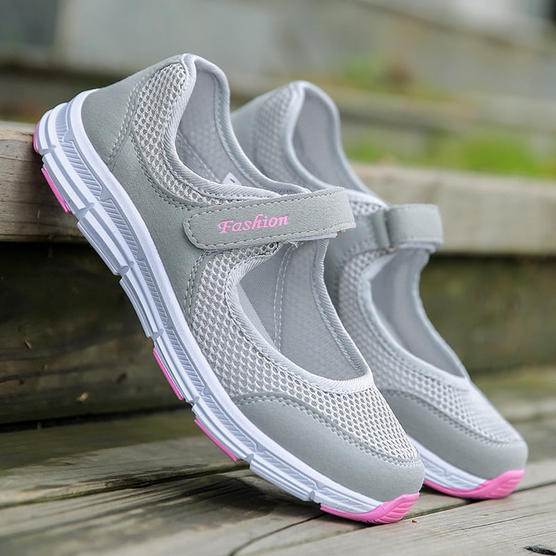 Zapatos planos de malla ultraligera para mujer, zapatos casuales Mary Jane poco profundos, zapatos cómodos para caminar, zapatillas de tenis para mujer de talla grande