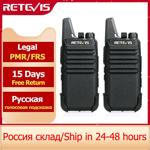 RETEVIS 2 Stück Mini Walkie Talkie PMR 446 Tragbares Zwei-Wege-Funkgerät ht PTT Walkie-Talkies RT622 Tragbares Funkgerät für Hunting Cafe RT22
