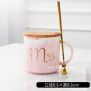 FSILE Marble Pattern Cup Gold Rim Mug Gift Box Set Coffee Cup  Couple Women Cup Flamingo Cup Ceramic with Hand Ceremony