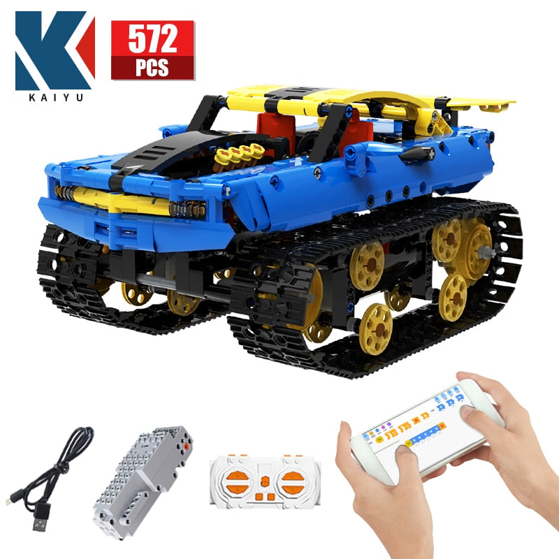 City Off-road RC Racing Car Electric Building Blocks APP Control remoto tanque militar ladrillos juguetes para niños