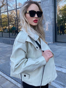 Ailegogo New Arrival Winter Autumn 2022 Women's Leather Wallet Campera Chaqueta Cuero Mujer Modis Coat Women Veste Cuir De Couro