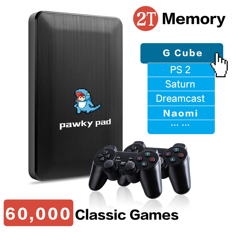 Pawky Pad Retro Videospiel 4K 3D Spielkonsole für G Cube/Saturn/PS2/Naomi 60000+ Spiele für Windows 107 Classic Game Series