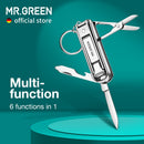 MR.GREEN Multifunktions-Nagelknipser aus Edelstahl mit sechs Funktionen: Nagelfeilen, Flaschenöffner, kleines Messer, Schere, Nagelknipser
