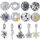 BELAWANG DIY Silver Beads Fit Original Charm Bracelet 925 Sterling Silver Charm Enamel Lotus Flower Bead Fashion Jewelry