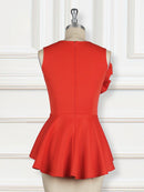 Women Summer Blouse Shirt Sleeveless Tank Tops Peplum Yellow White Black Elegant Modest Officewear Classy Female Spring Clothing