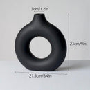 Nordic Circular Hollow Ceramic Vase Pampas Grass Donuts Flower Pot Home Decoration Accessories Office Living Room Interior Decor