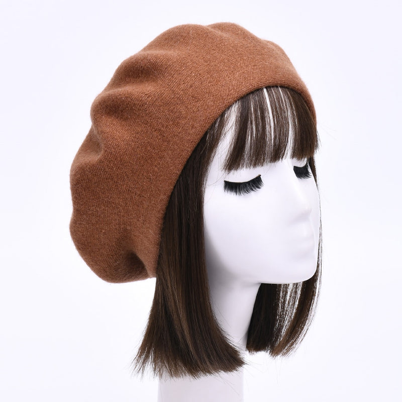 Women Beret Fashion Hat Winter Female Knitted Cotton Wool Hats Spring Brand Girls Wool Solid Color Beret