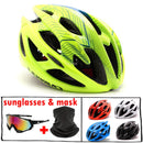 Casco de bicicleta de carretera para hombre y mujer con gafas de sol, cascos deportivos de carreras de bicicleta ultraligeros, casco de ciclismo moldeado integralmente ajustable