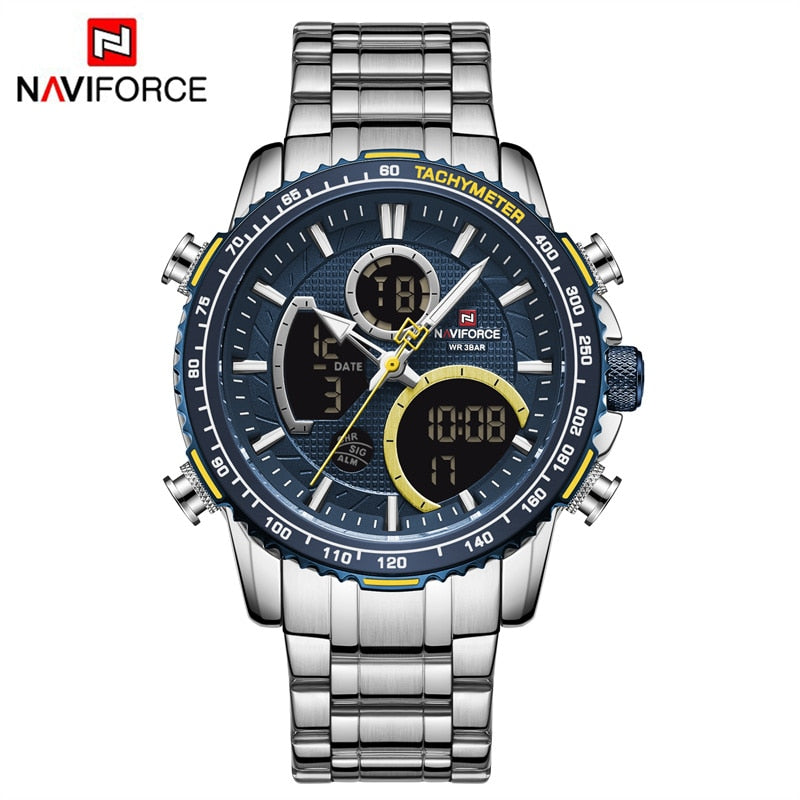 NAVIFORCE Fashion Men Watch Luxury Brand Sport Watch For Men Chronograph Quartz Wristwatch Military Waterproof Steel Band Clock