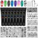 Biutee 8Colors Kit Nail Stamping Gel Polish Set 8ml Stamp Print Oil UV Gel Vanish Soak Off Lack für Nail Art Stamping Plates
