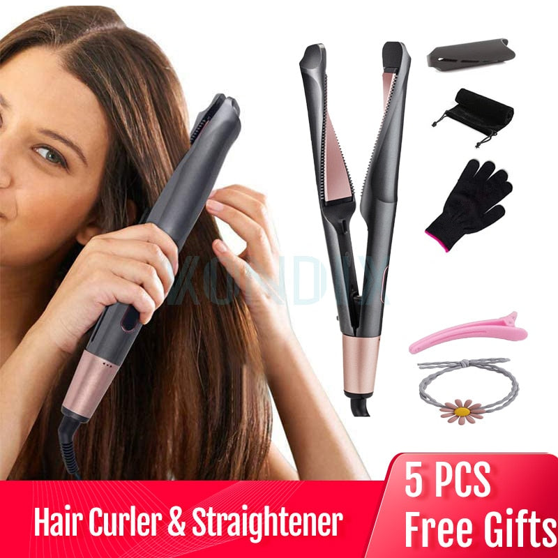 Hair Curler & Straightener 2 in 1,  Spiral Wave Curling Iron, Professional Hair Straighteners, Fashion Styling Tools, New Arrive