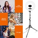 Travor 12 Inch Ring Light  Bi-Color Dimmable With Tripod 45W 384 LEDS for Live Video Streaming Photography Makeup Ringlight